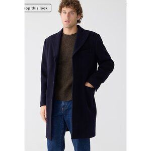 J.Crew Mens $598 Ludlow Topcoat Heavyweight Wool Navy Size 36S BS472